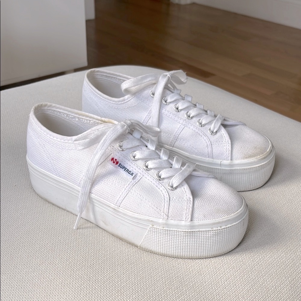 Superga Women's White Platform Sneakers